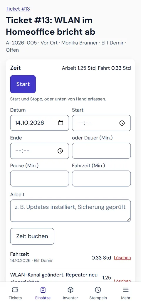 Einsatz mit Zeit und Fahrt