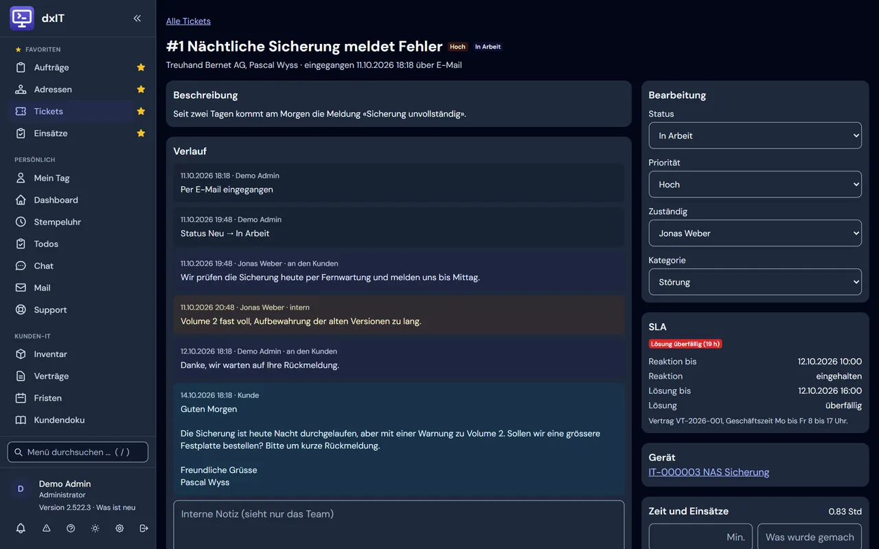 Ticket mit SLA